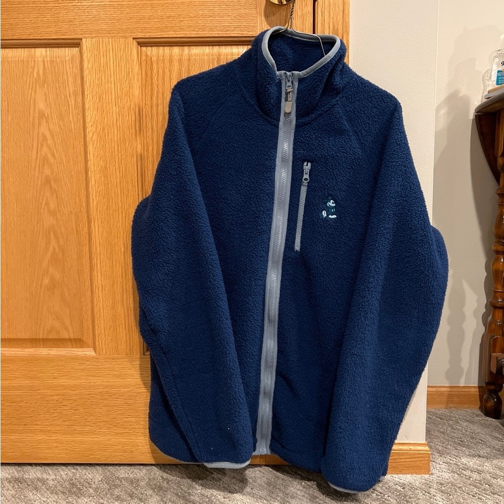 Mickey Mouse Blue Fleece Disney Parks Zip Up size Medium